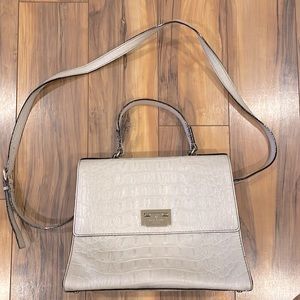 KATE SPADE Doris Croc Embossed Ivory/White Pearl Leather Crossbody Handbag Purse